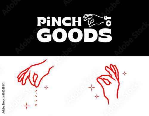 Pinch of Goods Writing And Red Color Hand Logo Salting