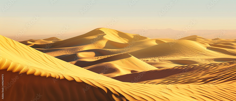 Realistic desert landscape. Beautiful view on realistic sand dunes. Made with generative ai