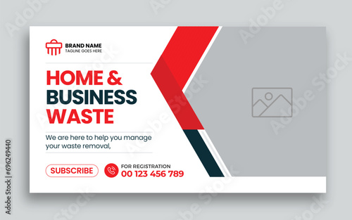 Junk Removal youtube thumbnail and web banner template design,  garbage web banner template