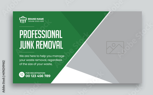Junk Removal youtube thumbnail and web banner template design,  garbage web banner template