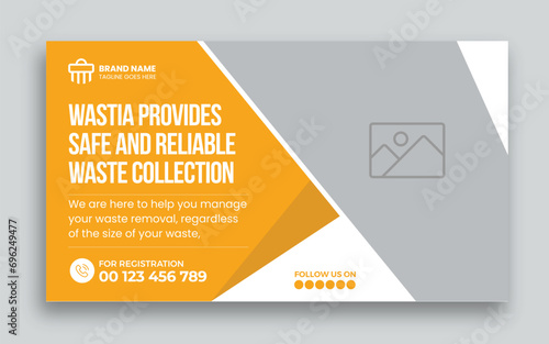 Junk Removal youtube thumbnail and web banner template design,  garbage web banner template