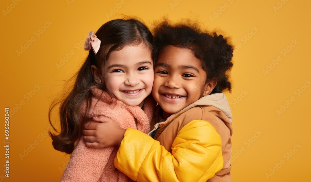 Young children hugging each other - Happy Kids Young children hugging each other - Happy Kids