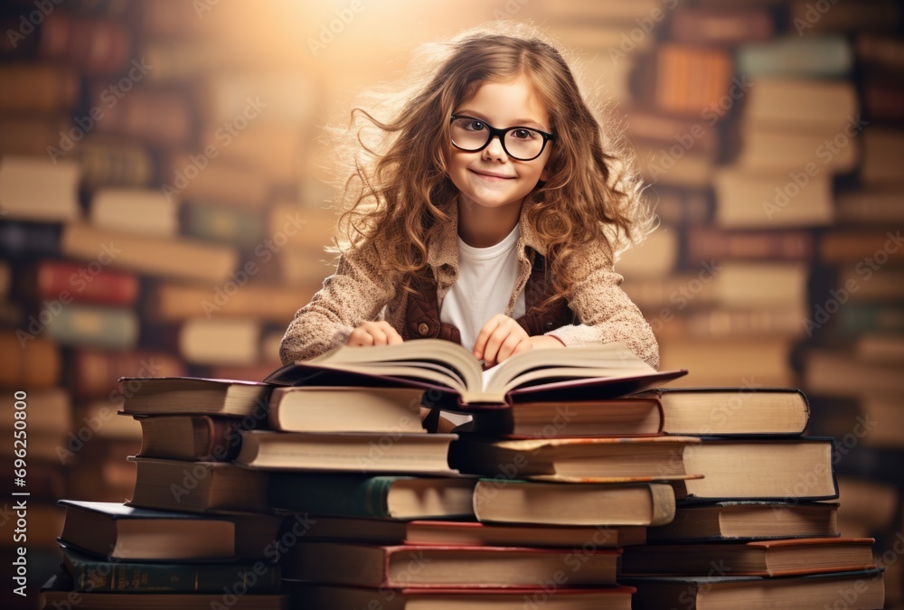 A Little Girl Surrounded by Books A Little Girl Surrounded by Books