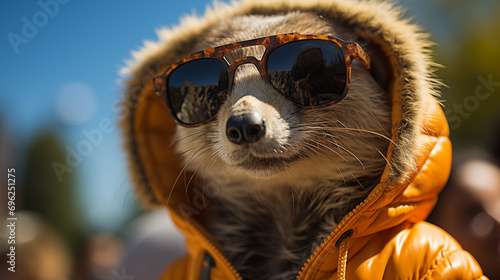 Chillin' Sentry: The Coolest Meerkat in Sunglasses. Generative AI