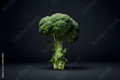 broccoli on a black background. 
