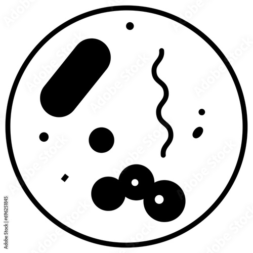Bacteria solid glyph icon illustration