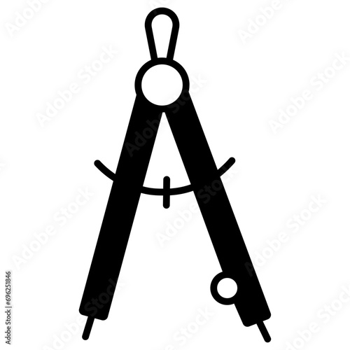 mathematics compass solid glyph icon illustration