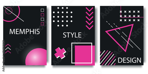 Bauhaus Abstract background, geometric memphis style. Geometric design, abstract background. Fashionable bright cover, banner, poster, booklet. 