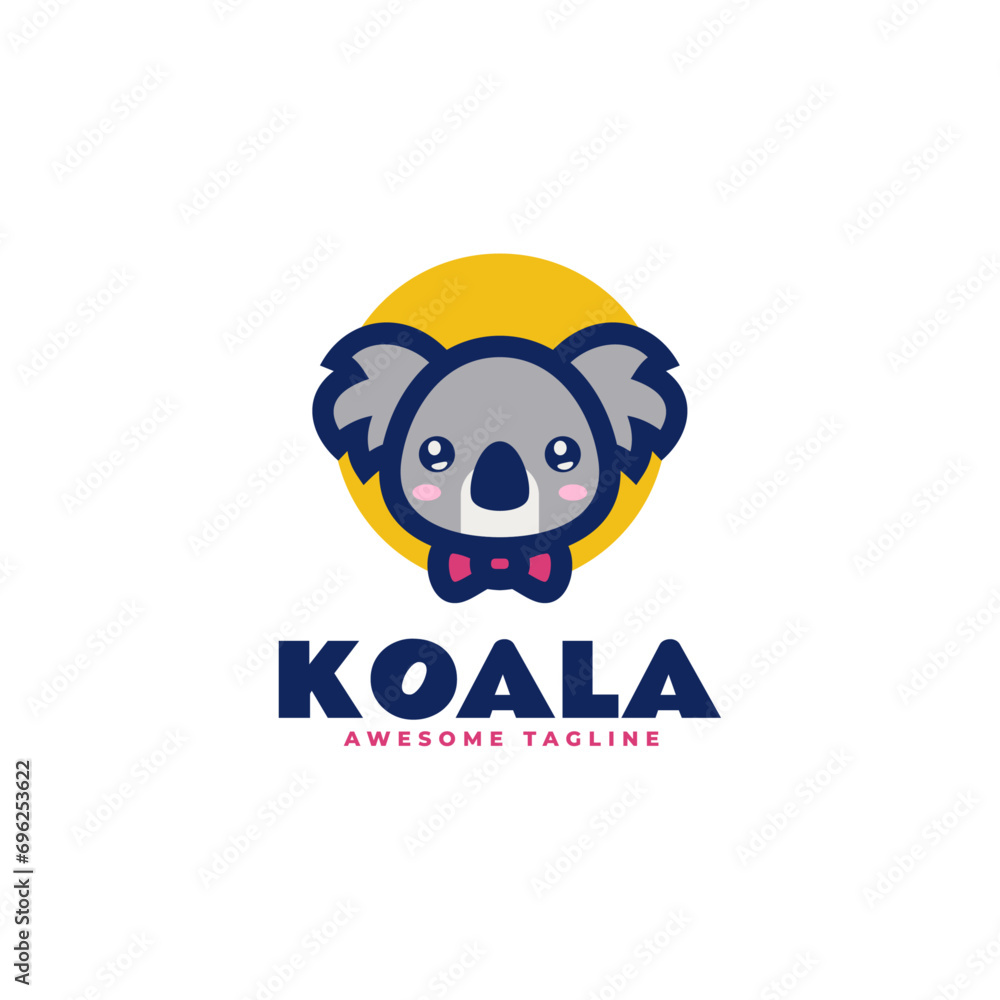 Obraz premium Vector Logo Illustration Koala Mascot Cartoon Style.