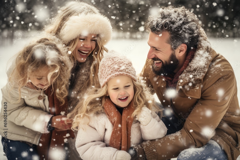 A family enjoying a snowy day together A fictional character created by Generated AI. A family enjoying a snowy day together A fictional character created by Generated AI.