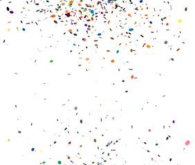 Multi colored confetti falling on a transparent background