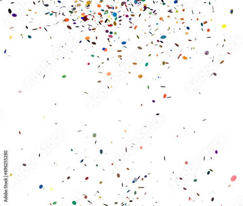 Multi colored confetti falling on a transparent background