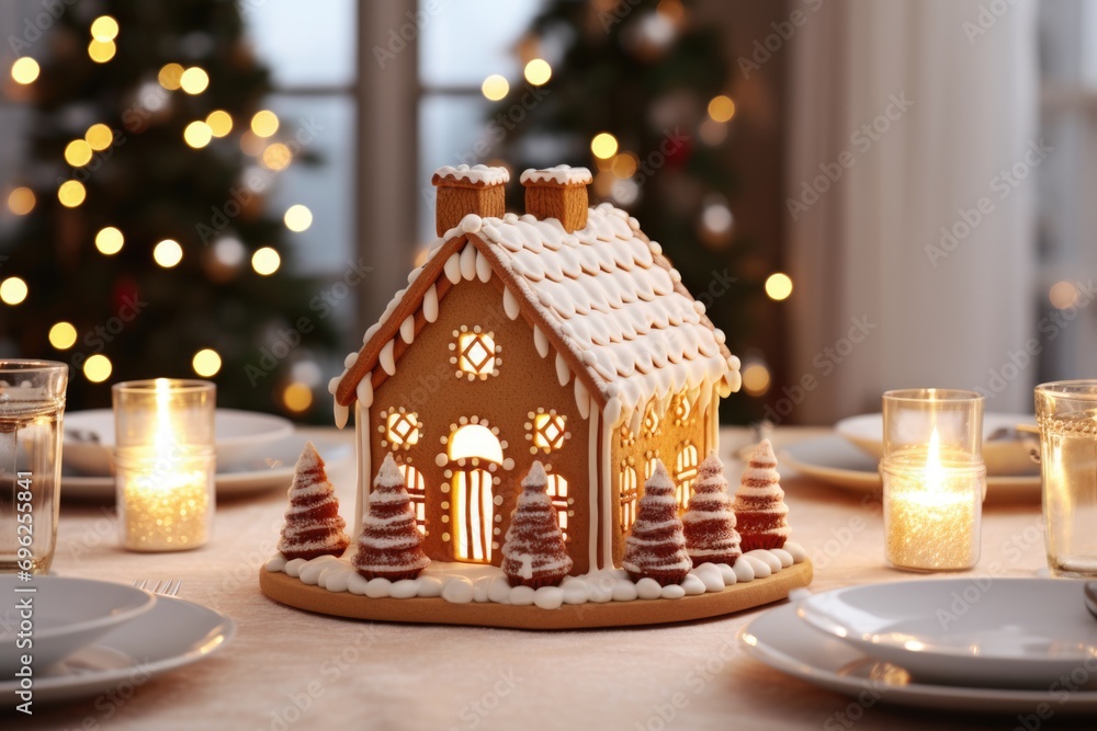 A Gingerbread House Decoration for Christmas - A Centerpiece for the Dining Table A Gingerbread House Decoration for Christmas - A Centerpiece for the Dining Table