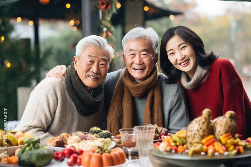 Three Generations of Asian Family Enjoy a Meal Together A fictional character created by Generated AI. 