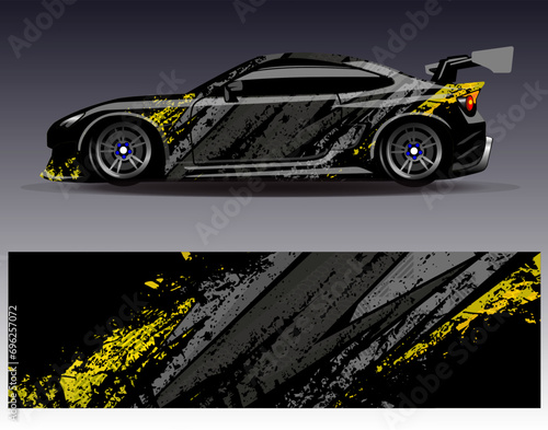 Car wrap design vector.Graphic abstract stripe racing background designs for vehicle, rally, race, adventure and car racing livery