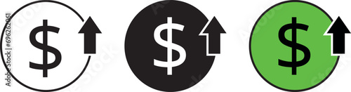 Cost increase icon lined, isolated and colored version. Reduce cost sign. Vector illustration