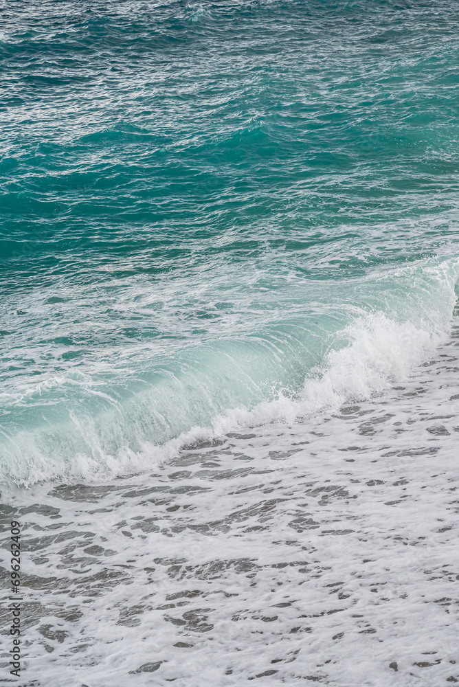 Fototapeta premium big waves hitting the Konyaalti coast on a stormy day