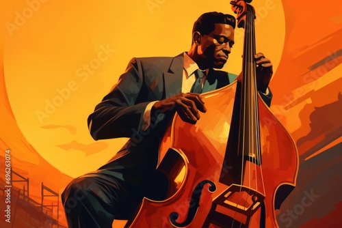 Jazz Musician Playing Bass A fictional character created by Generated AI. 