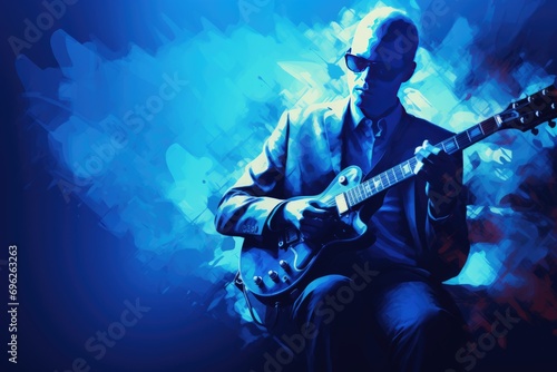 The Mystery of the Man in Shades Playing the Guitar A fictional character created by Generated AI. 