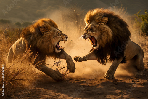 two lions fighting © Salawati