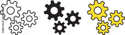 Gear, cog, setting icon lined, isolated and colored style. Vector illustration