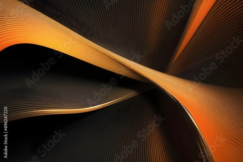 Abstract wave fractal background with golden yellow lines.