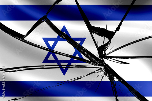 Israel flag with cracks. Br...