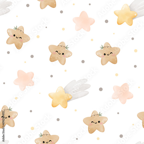 Seamless pattern scandinavian star Boho sky Clothing kids Fabric print