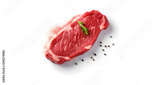 Fresh grilled steak isolated, on white background, seen from above