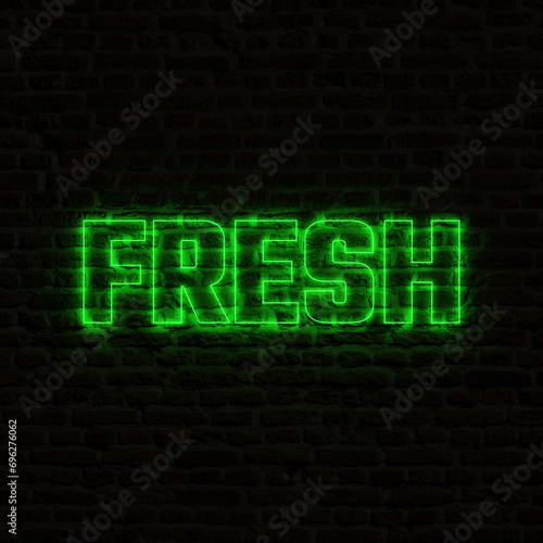 FRESH Neon Sign With Brick Background