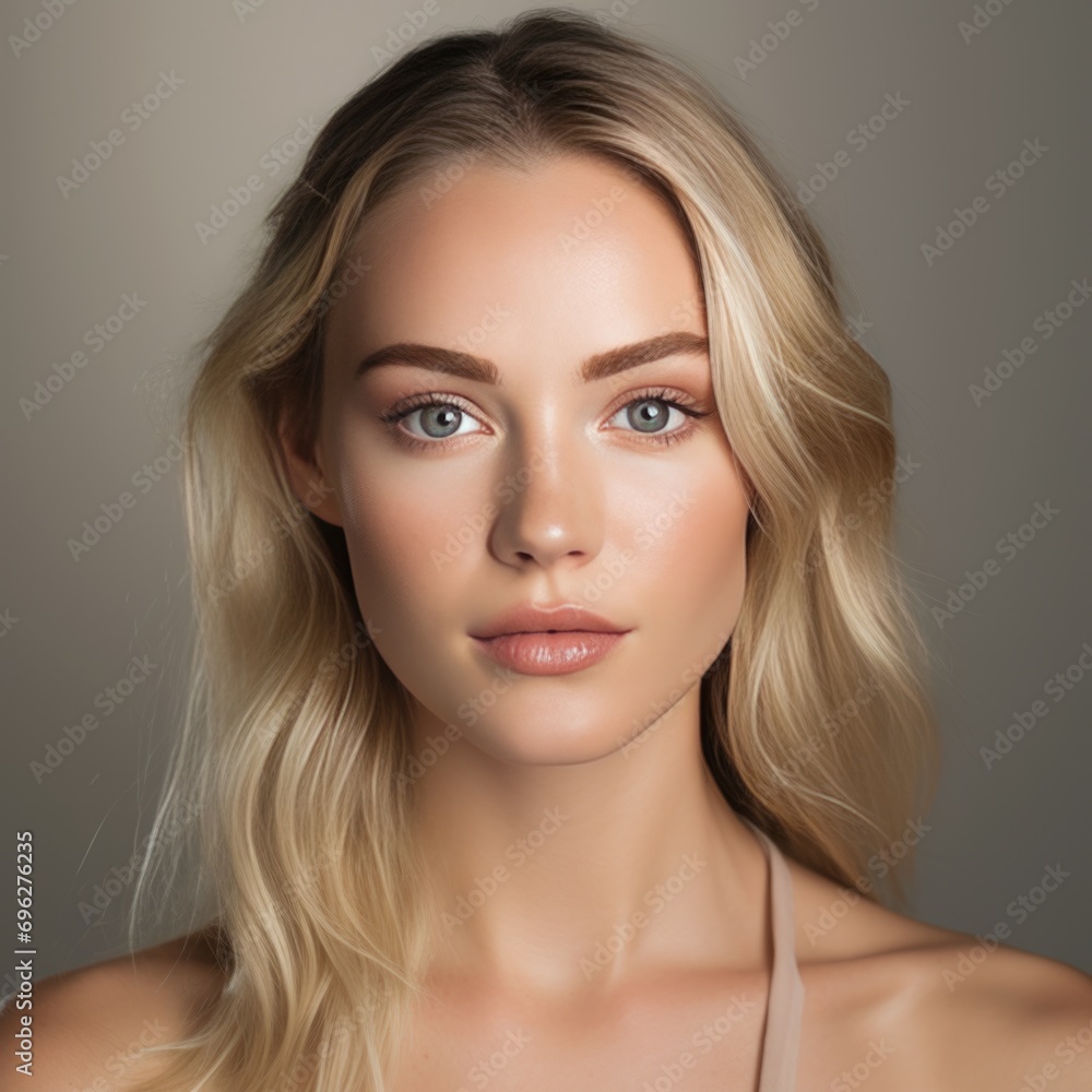 A woman with perfect skin and blonde hair A fictional character created by Generated AI. 