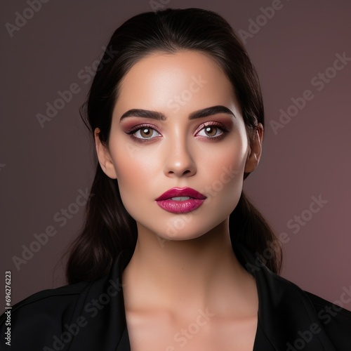 The alluring beauty of a woman with dark hair and red lips A fictional character created by Generated AI. 