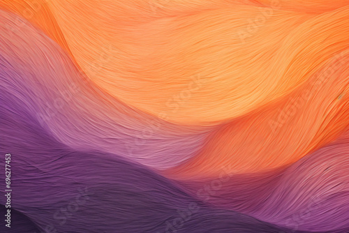 Orange and purple background, on textured canvas, light black and orange thick oil painted brush strokes.