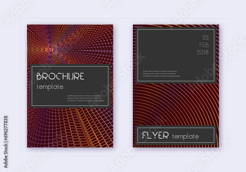 Black cover design template set. Orange abstract l