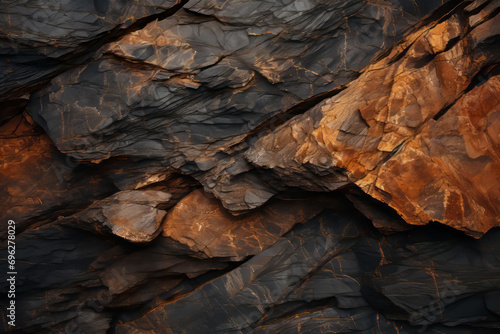 Background rock or bark deep textures, dark brown and gold banner. Golden tones of nature.