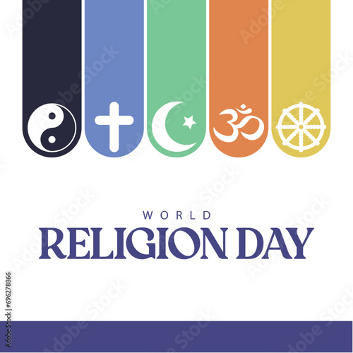 World religion day. Vector illustration of religious symbol banners. Suitable for templates, web, social media, greeting cards etc