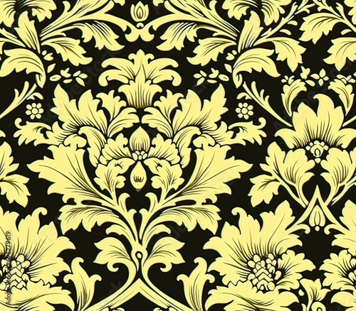 seamless pattern with flowers, Damask Seamless Pattern 