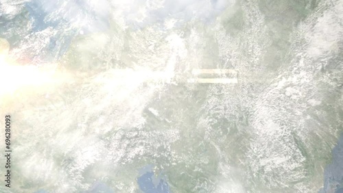 Zoom in from space and focus on Kutna Hora, Czech Republic. 3D Animation. Background for travel intro. Elements of this image furnished by NASA photo