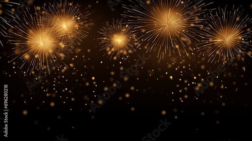 Golden Fireworks Bursting in the Night Sky