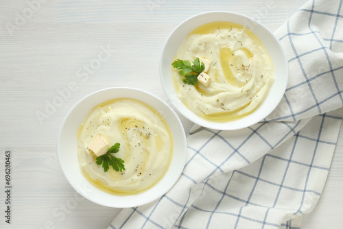 Mashed potatoes, concept of tasty and delicious food
