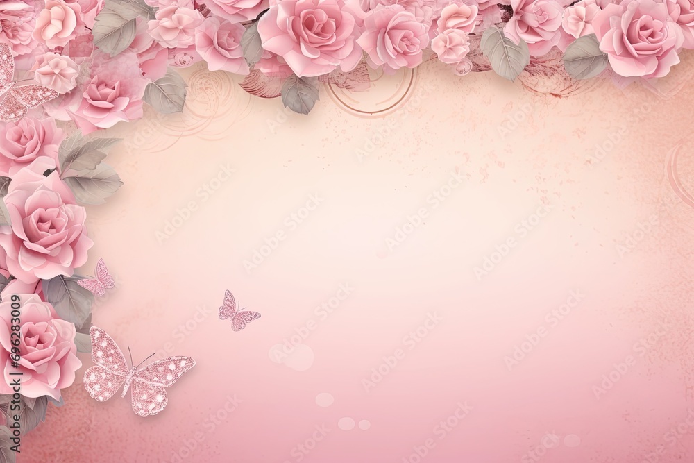 Valentines Background With Pink Roses