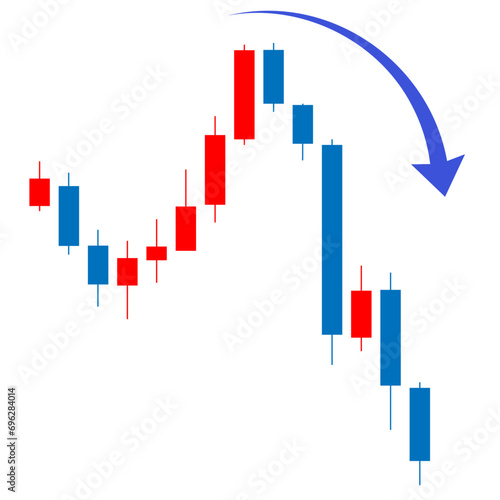下落するローソク足のチャート。投資のイメージ素材。

