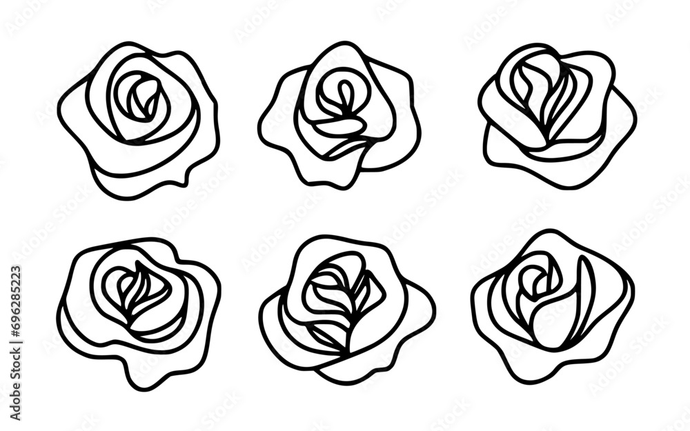 Abstract line art flowers vector clipart. Spring illustration. Abstract line art flowers vector clipart. Spring illustration.