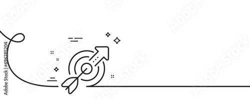 Target aim line icon. Continuous one line with curl. Financial Target sign. Business objective symbol. Target single outline ribbon. Loop curve pattern. Vector