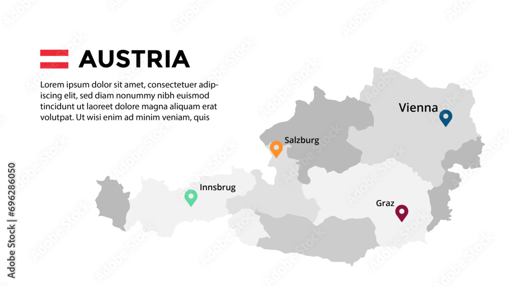 Austria Infographic maps for countries elements design for presentation, can be used for presentation, workflow layout, diagram, annual report, web design.