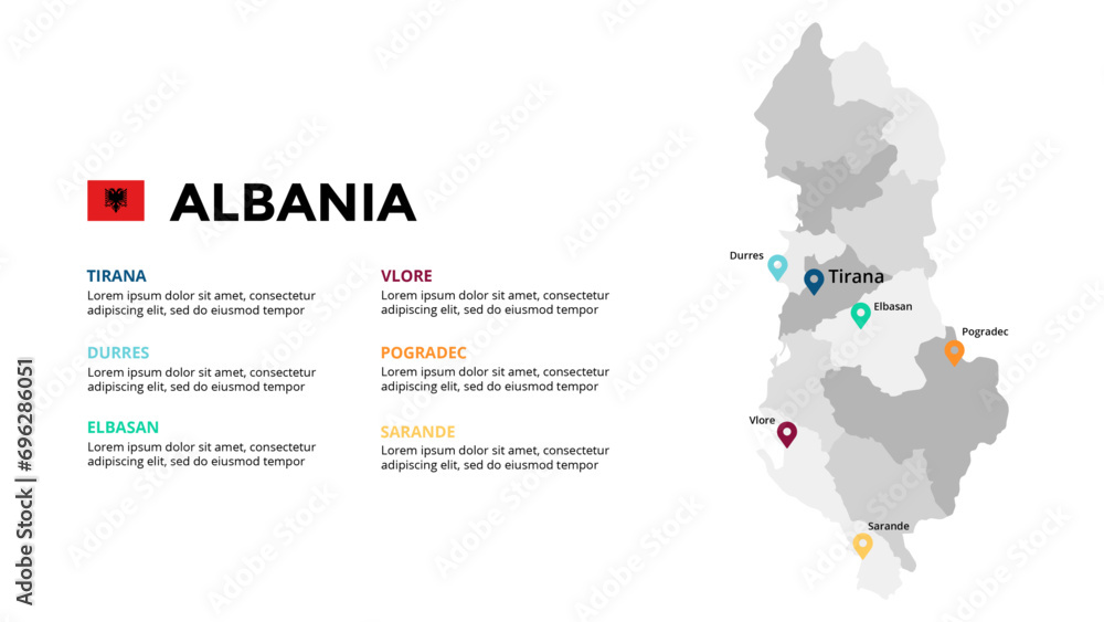 Albania Infographic maps for countries elements design for presentation, can be used for presentation, workflow layout, diagram, annual report, web design.