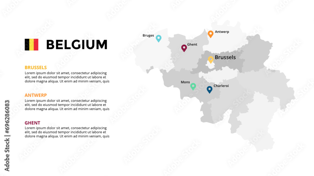 Belgium Infographic maps for countries elements design for presentation, can be used for presentation, workflow layout, diagram, annual report, web design.