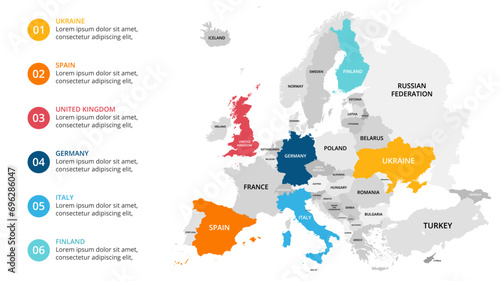 Europe Infographic maps for countries elements design for presentation, can be used for presentation, workflow layout, diagram, annual report, web design.