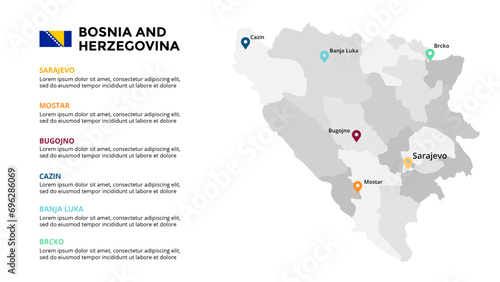 Bosnia and Herzegovina Infographic maps for countries elements design for presentation  can be used for presentation  workflow layout  diagram  annual report  web design.