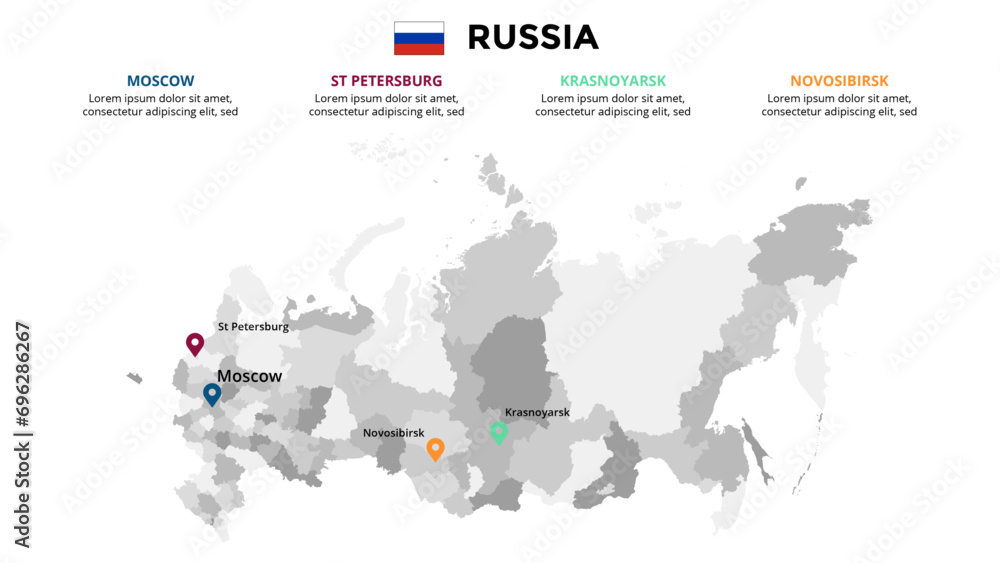 Russia Infographic maps for countries elements design for presentation, can be used for presentation, workflow layout, diagram, annual report, web design.